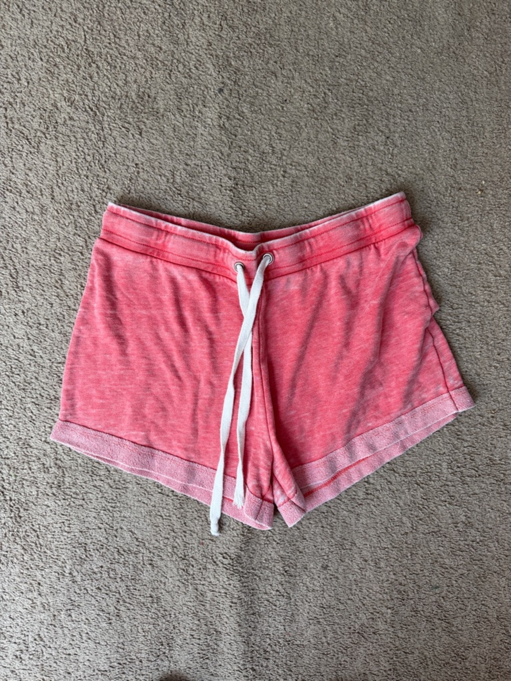 Alternative Coral Pink Heathered Lounge Shorts with White Drawstring